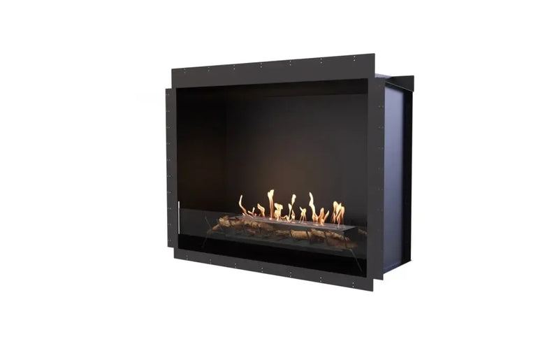 EcoSmart Fire Heritage 56SS 64" Black Ventless Fireplace Insert with Stainless Steel Ethanol Burner by Mad Design