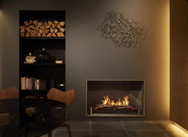 EcoSmart Fire Heritage 49" Ethanol Fireplace Insert with Black Burner and Iron Grate by Mad Design