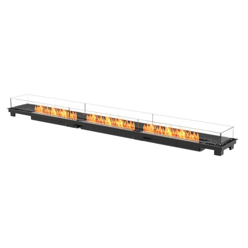 EcoSmart Fire Linear 130 133" Black Indoor Fire Pit Kit with Stainless Steel Ethanol Burner – Smokeless Clean-Burning Design by Mad Design Group