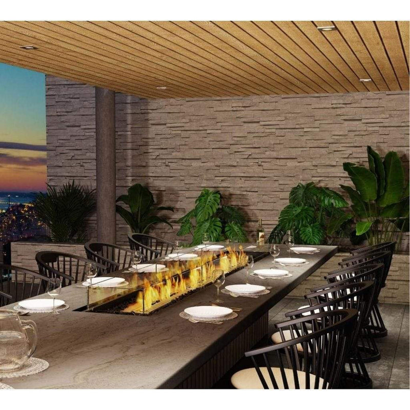 EcoSmart Fire Linear 130 133" Black Indoor Fire Pit Kit with Stainless Steel Ethanol Burner – Smokeless Clean-Burning Design by Mad Design Group