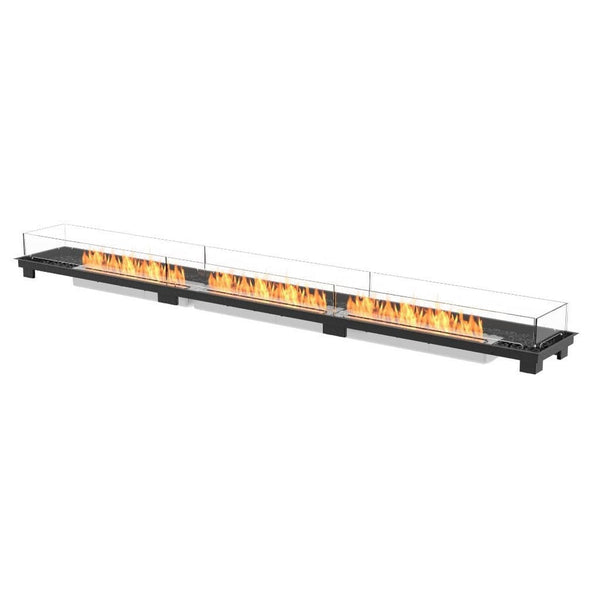 EcoSmart Fire Linear 130 133" Black Indoor Fire Pit Kit with Stainless Steel Ethanol Burner – Smokeless Clean-Burning Design by Mad Design Group