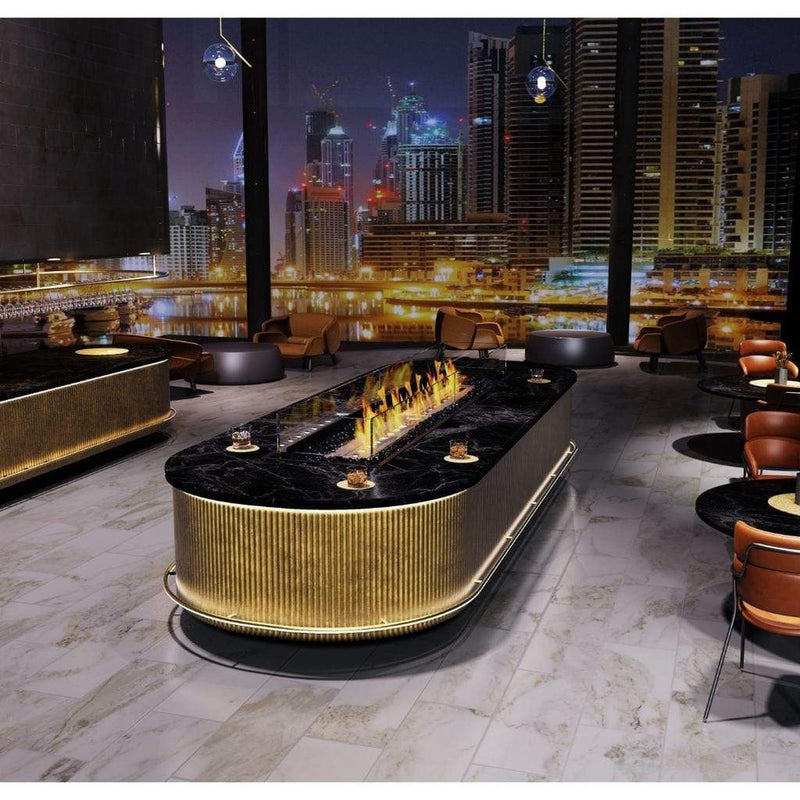 EcoSmart Fire Linear 90 90" Black Outdoor Fire Pit Kit with Gas LP/NG Burner – Streamlined Dual-Flame Design by Mad Design Group