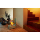 EcoSmart Fire Mini T 18" Stainless Steel Freestanding Designer Fireplace with Toughened Glass Surround by MAD Design Group
