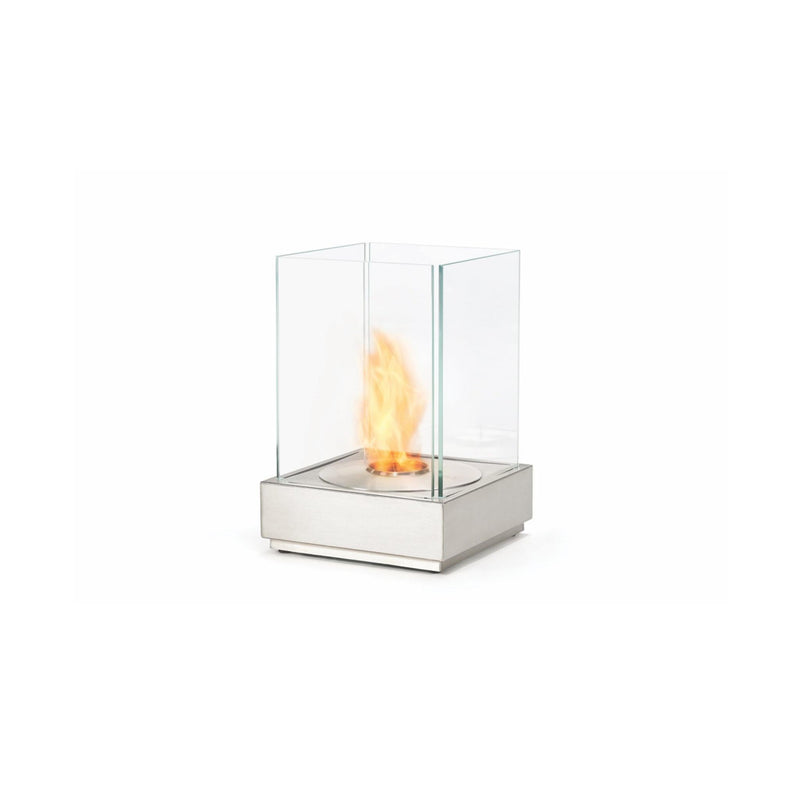 EcoSmart Fire Mini T 18" Stainless Steel Freestanding Designer Fireplace with Toughened Glass Surround by MAD Design Group