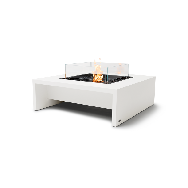 EcoSmart Fire Mojito 40" Bone Freestanding Outdoor Fire Table with Black Burner and Waterfall Edge Design by MAD Design Group