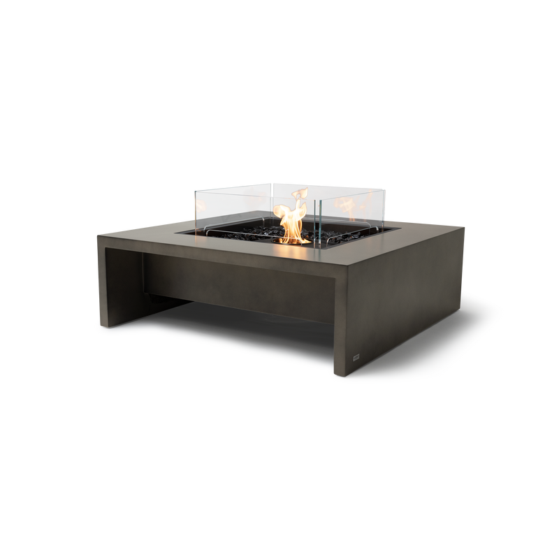EcoSmart Fire Mojito 40" Natural Freestanding Outdoor Fire Table with Black Burner and Waterfall Edge Design by MAD Design Group