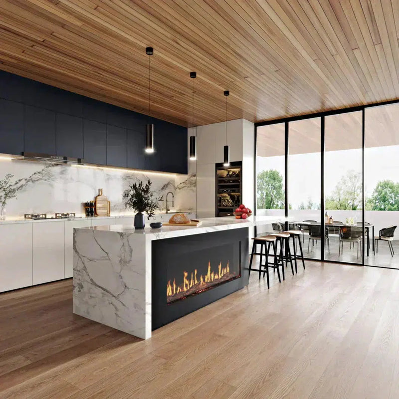 EcoSmart Fire Motion 120" Black Bay Electric Fireplace with Motion Picture Flame Technology by MAD Design Group