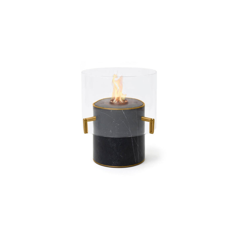 EcoSmart Fire PILLAR 3L 19" Marble Black Freestanding Fireplace with Lamp-Inspired Glass & Black Burner by MAD Design Group