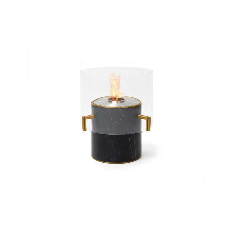 EcoSmart Fire PILLAR 3L 19" Marble Black Freestanding Fireplace with Lamp-Inspired Glass & Stainless Steel Burner by MAD Design Group