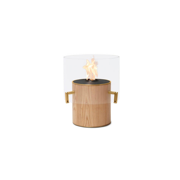EcoSmart Fire PILLAR 3L 19" Oak Freestanding Fireplace with Lamp-Style Glass & Black Burner by MAD Design Group