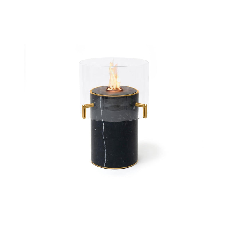 EcoSmart Fire PILLAR 3T 24" Marble Black Freestanding Fireplace with Lamp-Style Glass & Black Burner by Mad Design Group