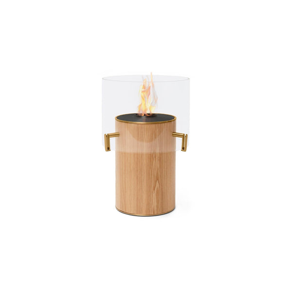 EcoSmart Fire PILLAR 3T 24" Oak Freestanding Fireplace with Black Burner and Lamp-Style Design by Mad Design Group