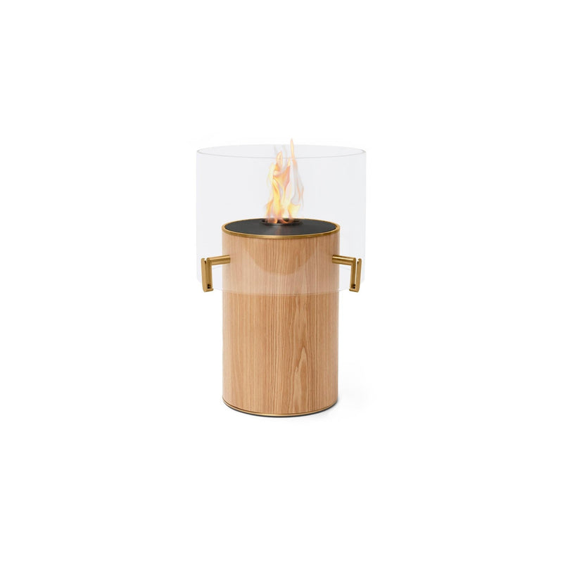 EcoSmart Fire PILLAR 3T 24" Oak Freestanding Fireplace with Black Burner and Lamp-Style Design by Mad Design Group