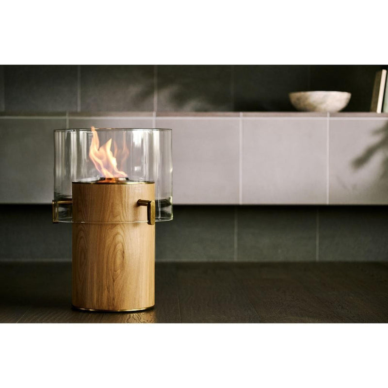 EcoSmart Fire PILLAR 3T 24" Oak Freestanding Fireplace with Lamp-Style Glass & Stainless Steel Burner by MAD Design Group