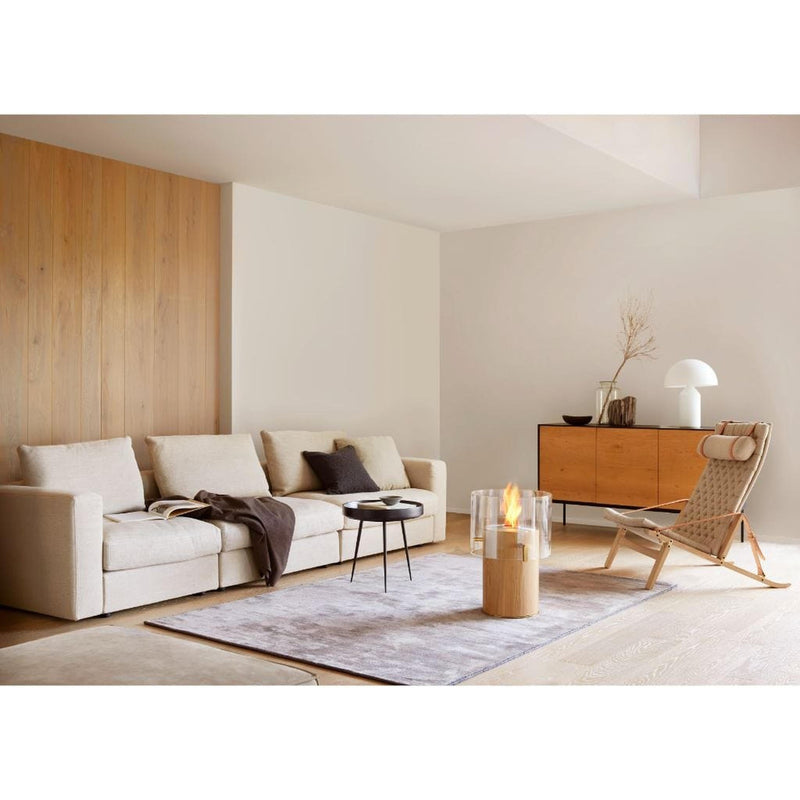 EcoSmart Fire PILLAR 3T 24" Oak Freestanding Fireplace with Lamp-Style Glass & Stainless Steel Burner by MAD Design Group