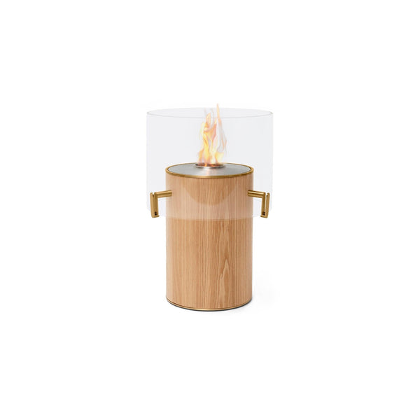 EcoSmart Fire PILLAR 3T 24" Oak Freestanding Fireplace with Lamp-Style Glass & Stainless Steel Burner by MAD Design Group