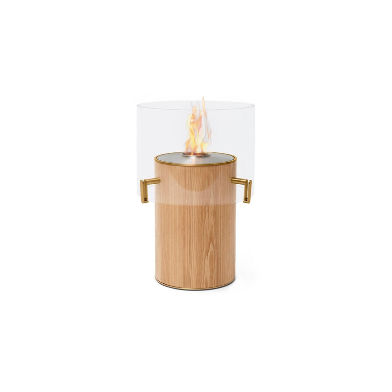 EcoSmart Fire PILLAR 3T 24" Oak Freestanding Fireplace with Lamp-Style Glass & Stainless Steel Burner by MAD Design Group