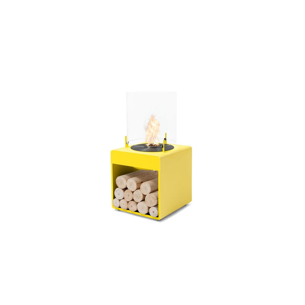 EcoSmart Fire POP 3L 27" Yellow Freestanding Modern Retro Fireplace with Black Burner by MAD Design Group
