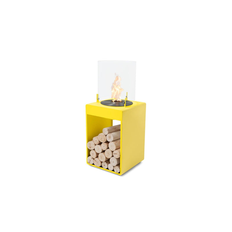 EcoSmart Fire POP 3T 33" Yellow Freestanding Retro-Style Fireplace with Black Burner by MAD Design Group