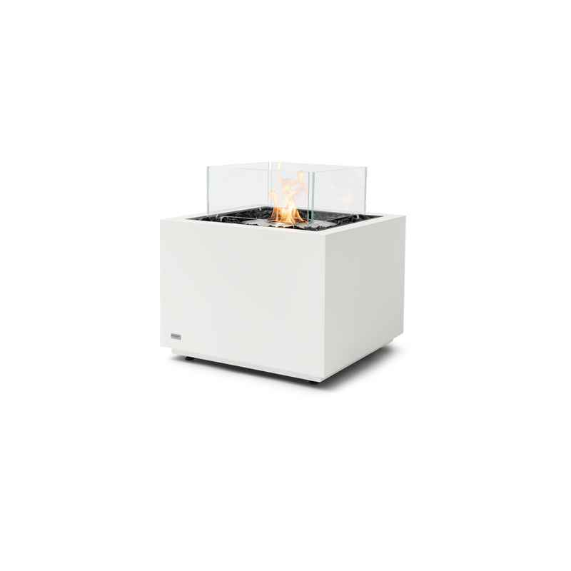 EcoSmart Fire Sidecar 24" Bone Freestanding Indoor Fire Table with Stainless Steel Burner and Geometric Base by MAD Design Group