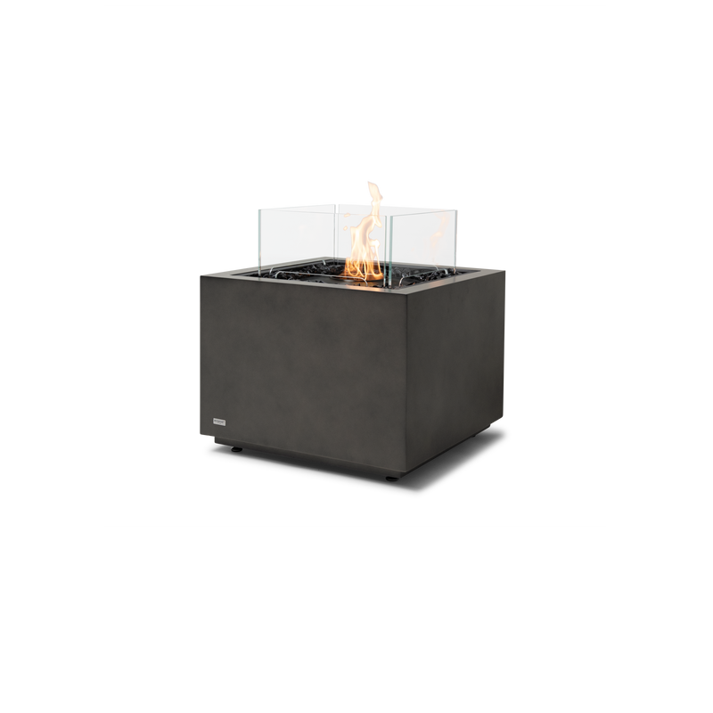 EcoSmart Fire Sidecar 24" Natural Freestanding Indoor Fire Table with Black Burner and Modern Geometric Base by MAD Design Group