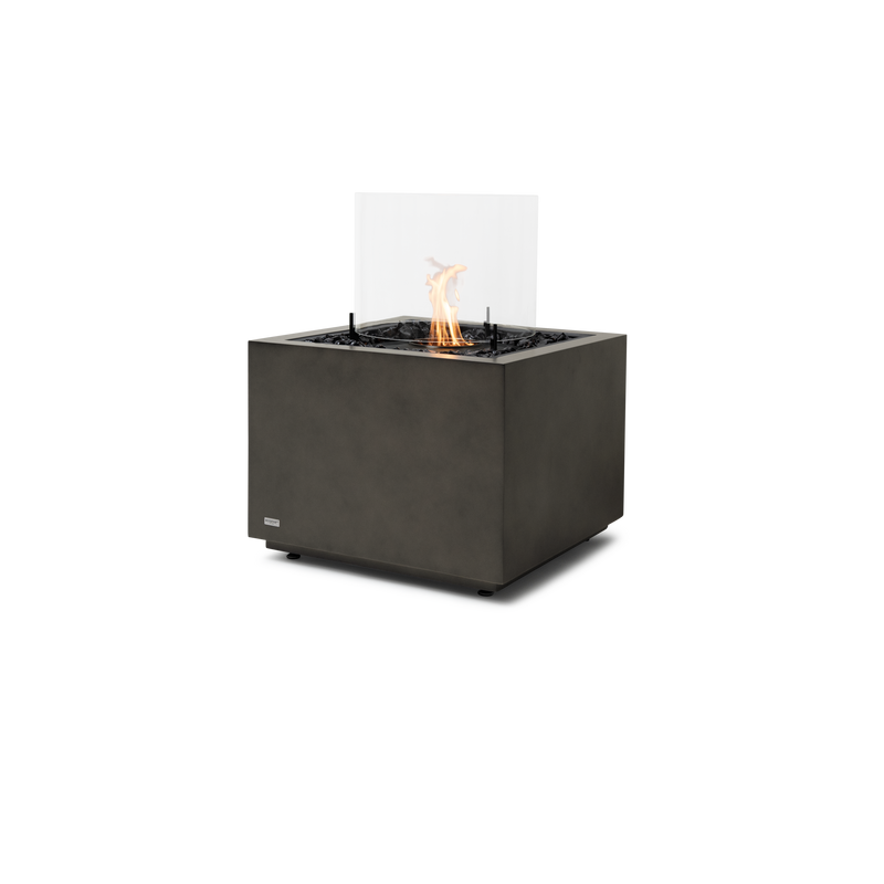 EcoSmart Fire Sidecar 24" Natural Freestanding Indoor Fire Table with Black Burner and Modern Geometric Base by MAD Design Group