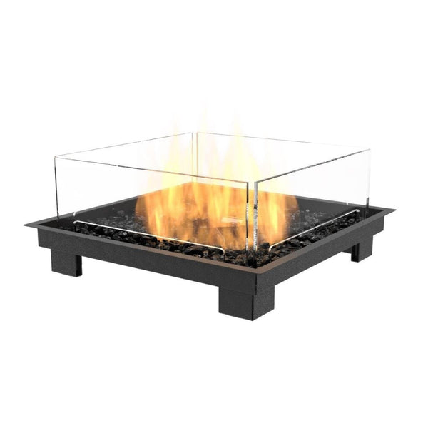 EcoSmart Fire Square 22 24" Black Outdoor Fire Pit Kit with Gas LP/NG Burner – Versatile Patio Heating by Mad Design Group