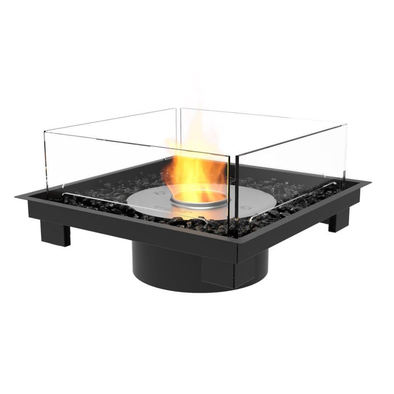 EcoSmart Fire Square 22 24" Indoor Black Fire Pit Kit with Stainless Steel Ethanol Burner – Clean-Burning Flame by Mad Design Group