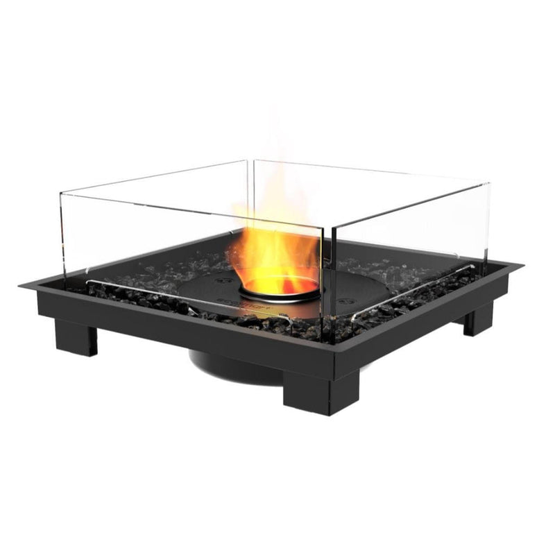 EcoSmart Fire Square 22 24" Indoor Black Fire Pit Kit with Stainless Steel Ethanol Burner – Clean-Burning Flame by Mad Design Group