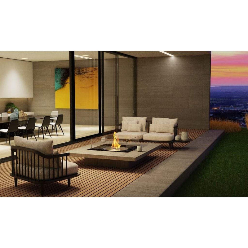 EcoSmart Fire Square 22 24" Indoor Black Fire Pit Kit with Stainless Steel Ethanol Burner – Clean-Burning Flame by Mad Design Group