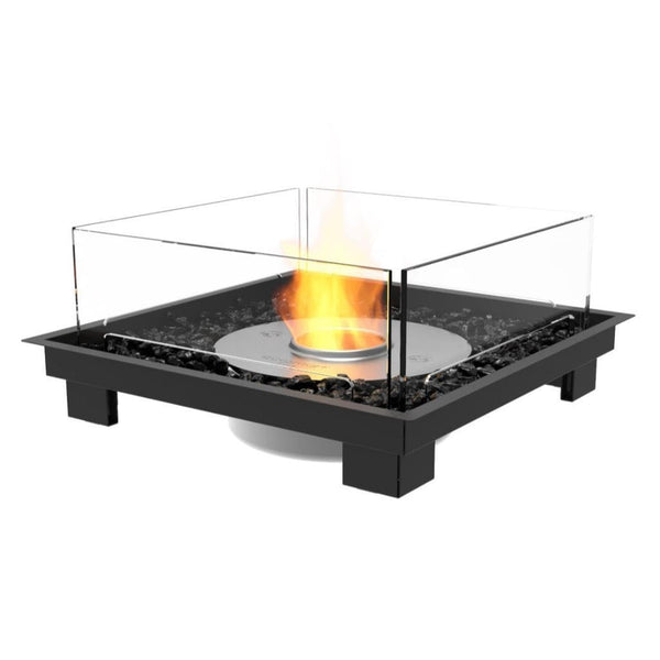 EcoSmart Fire Square 22 24" Indoor Black Fire Pit Kit with Stainless Steel Ethanol Burner – Clean-Burning Flame by Mad Design Group