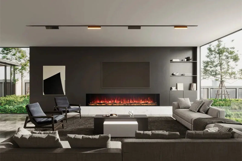 EcoSmart Fire Switch 96" Black Single Sided Electric Fireplace with Switch FX Technology by MAD Design Group