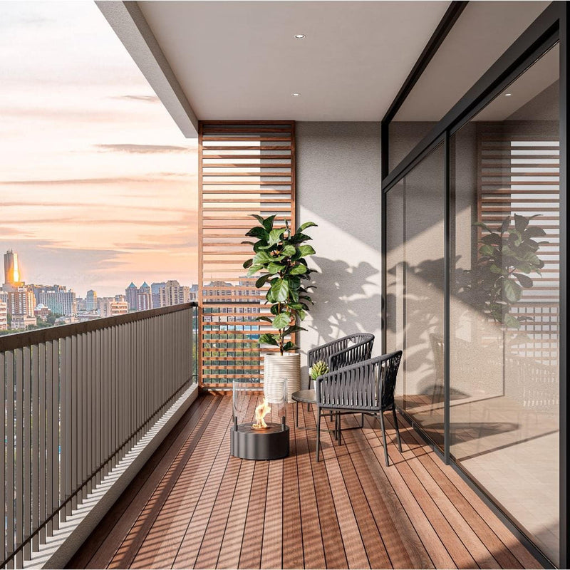 EcoSmart Fire T-Lite 8 21" Black Freestanding Designer Fireplace with Hypnotic Dancing Flame by MAD Design Group