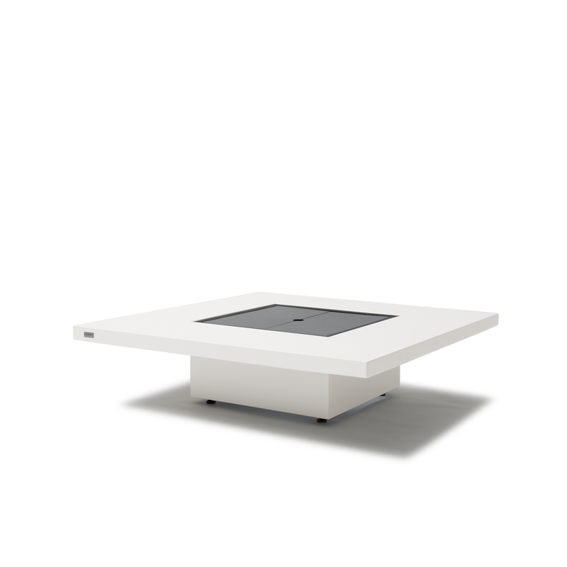 EcoSmart Fire Vertigo 40" Bone Freestanding Indoor Fire Table with Black Burner – Coffee Table Conversion Option by MAD Design Group