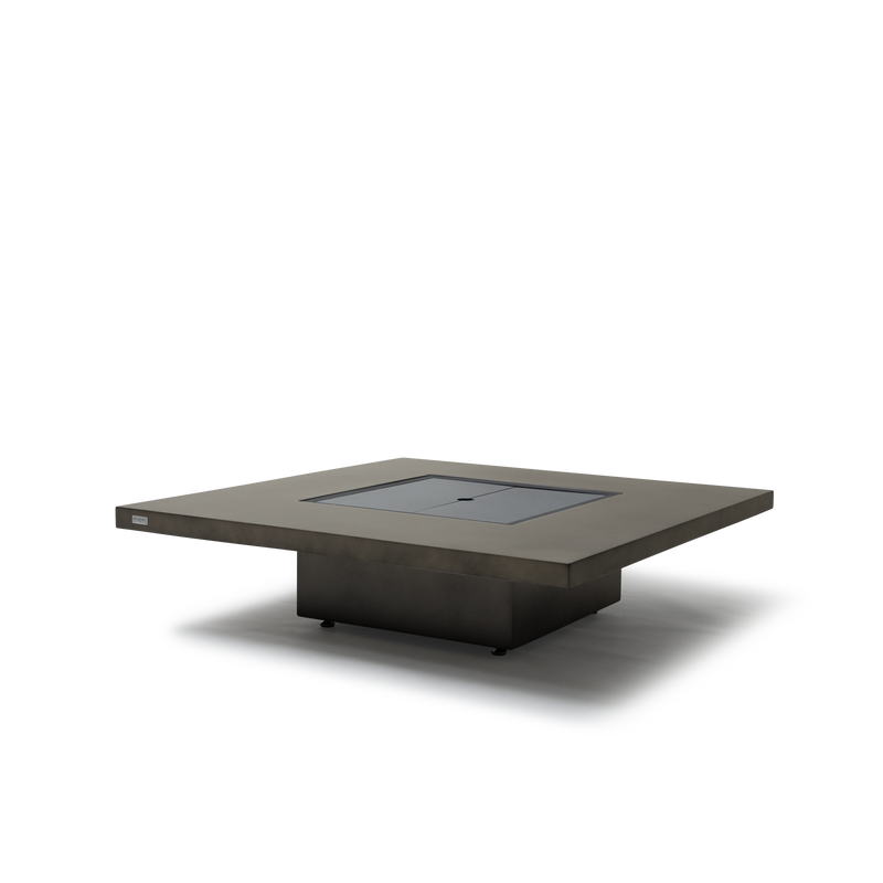 EcoSmart Fire Vertigo 40" Natural Freestanding Indoor Fire Table with Black Burner – All-Weather Fluid™ Concrete Build by MAD Design Group