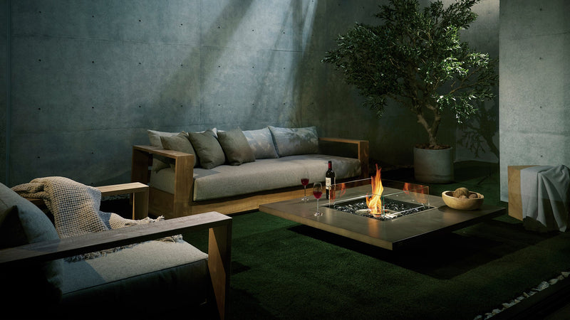 EcoSmart Fire Vertigo 50" Bone Freestanding Outdoor Fire Table with Stainless Steel Burner and Floating Design by MAD Design Group