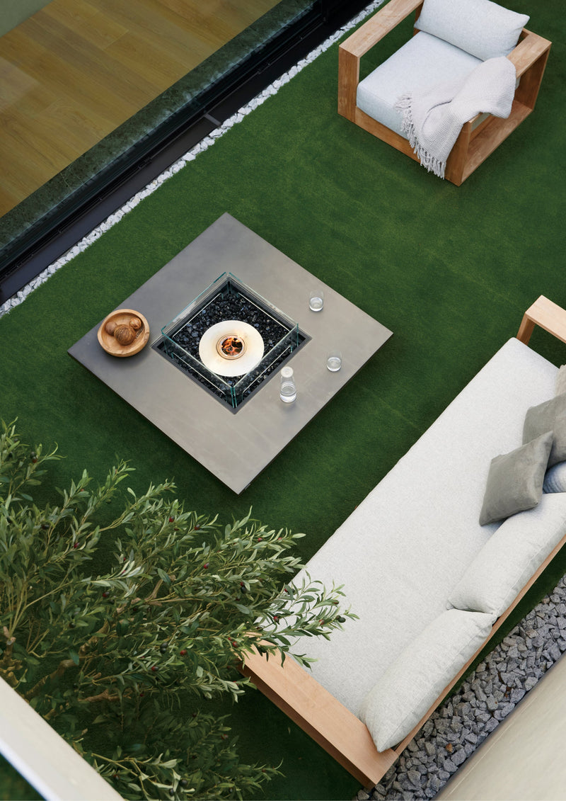 EcoSmart Fire Vertigo 50" Bone Freestanding Outdoor Fire Table with Black Burner and Floating Design by MAD Design Group