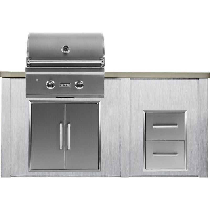 Haven Outdoor 66" Kitchen Island with Gas Grill, 2-Drawer Cabinet & Double Access Door