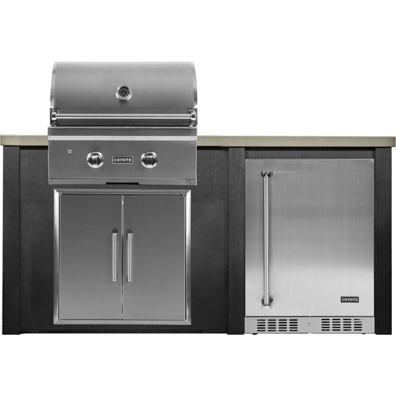 Haven 66-Inch Outdoor Kitchen Island with 24" Refrigerator, Gas Grill & Durable Powder-Coated Aluminum Frame