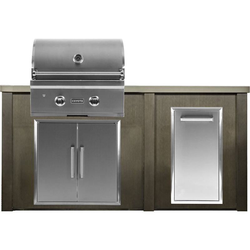 Haven Outdoor 66" Kitchen Island with Gas Grill, Trash Center & Double Access Door