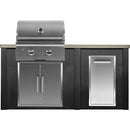 Haven Outdoor 66" Kitchen Island with Gas Grill, Trash Center & Double Access Door