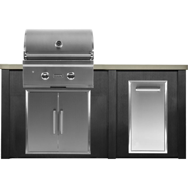 Haven Outdoor 66" Kitchen Island with Gas Grill, Trash Center & Double Access Door