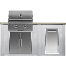 Haven Outdoor 66" Kitchen Island with Gas Grill, Trash Center & Double Access Door