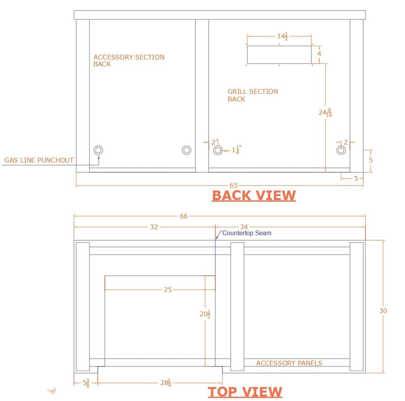 Haven 66" Outdoor Kitchen Island with Gas Grill, Double Access Door & All-Aluminum Plain Panel