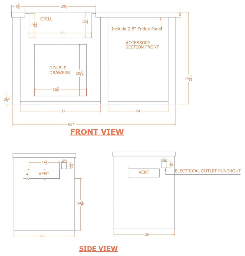 Haven 66" Outdoor Kitchen Island with Gas Grill, Double Access Door & All-Aluminum Plain Panel