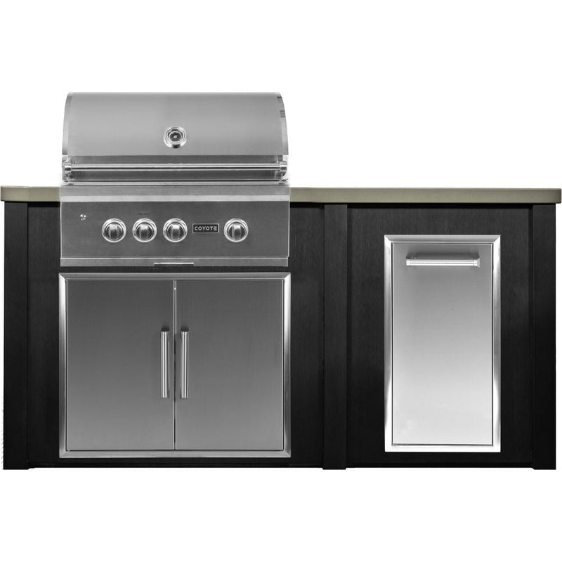 Haven 72-Inch Outdoor Kitchen Island with Trash Center, Gas Grill & Durable Aluminum Construction