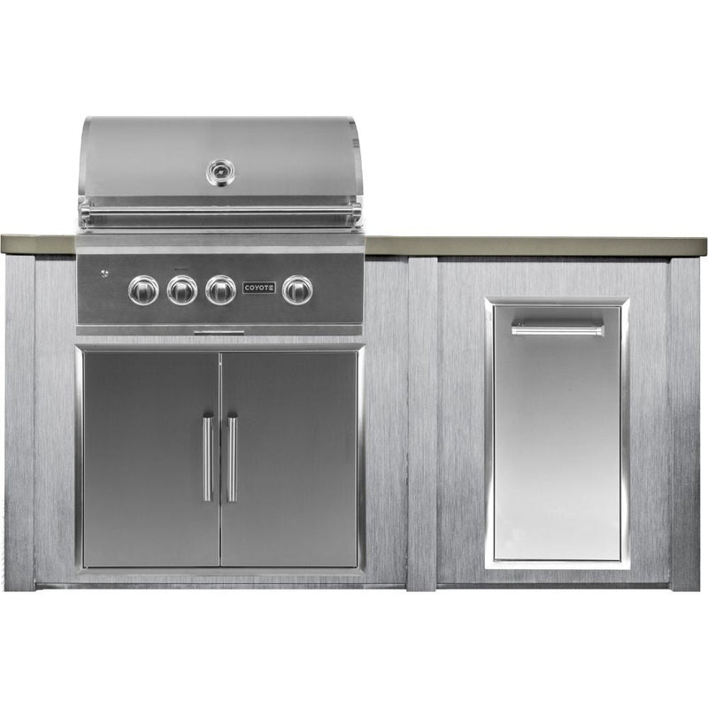 Haven 72-Inch Outdoor Kitchen Island with Trash Center, Gas Grill & Durable Aluminum Construction