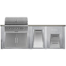 Haven Outdoor 96" Aluminum Kitchen Island with 2 Drawer Cabinet & Trash Center Cutouts