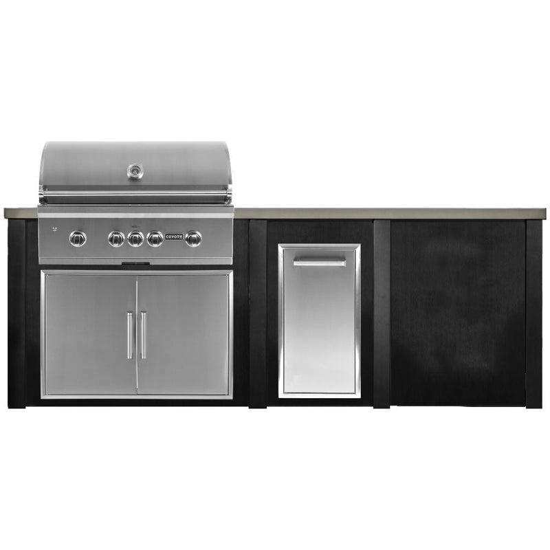 Haven Outdoor 96" Aluminum Kitchen Island with Trash Center Space & Plain Panel Design