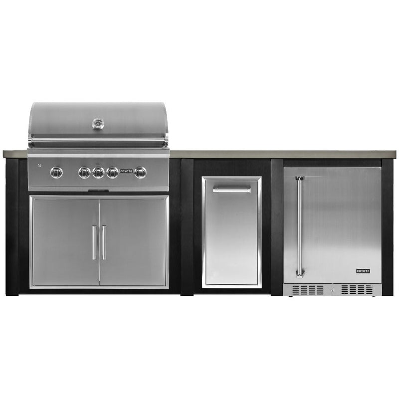 Haven Outdoor 96" Aluminum Kitchen Island with Trash Center & Refrigerator Cutouts
